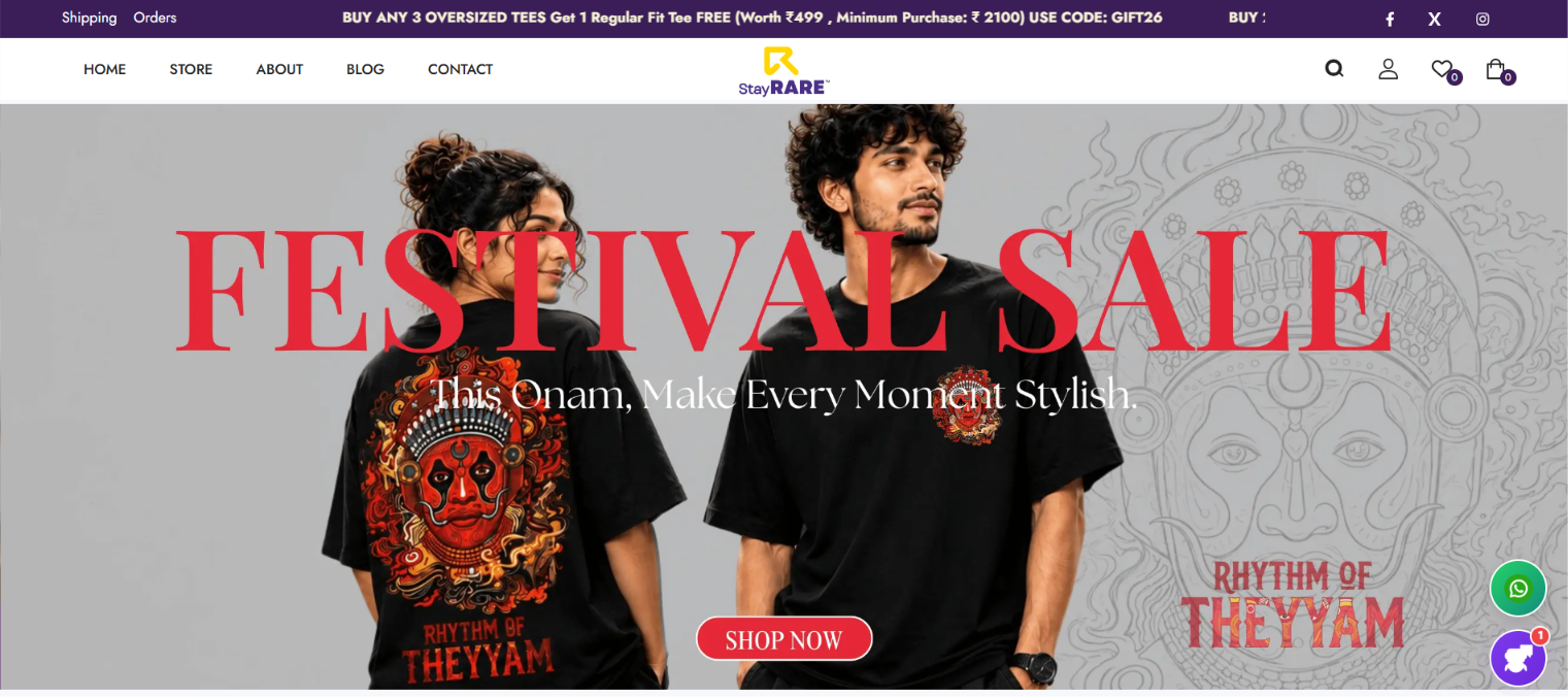 Stay Rare – Streetwear / Men’s T-Shirts E-commerce Website